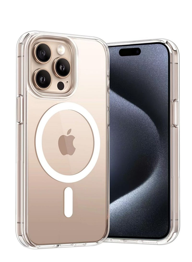 Chappeline Apple iPhone 15 Pro Max 5G 2023 Transparent Magsafe Protective Case, Yellowing Resistant, Scratch-Resistant Back, TPU Magnetic Phone Case Cover - Clear - Image 1